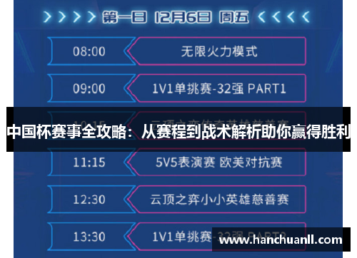 中国杯赛事全攻略：从赛程到战术解析助你赢得胜利